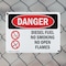 Signmission Diesel Fuel No Smoking No Open Flames Danger Sign, Plastic, 14in W x 10in L, 2PK OS-2PACK-DS-P-1014-L-1124 - alternate 5